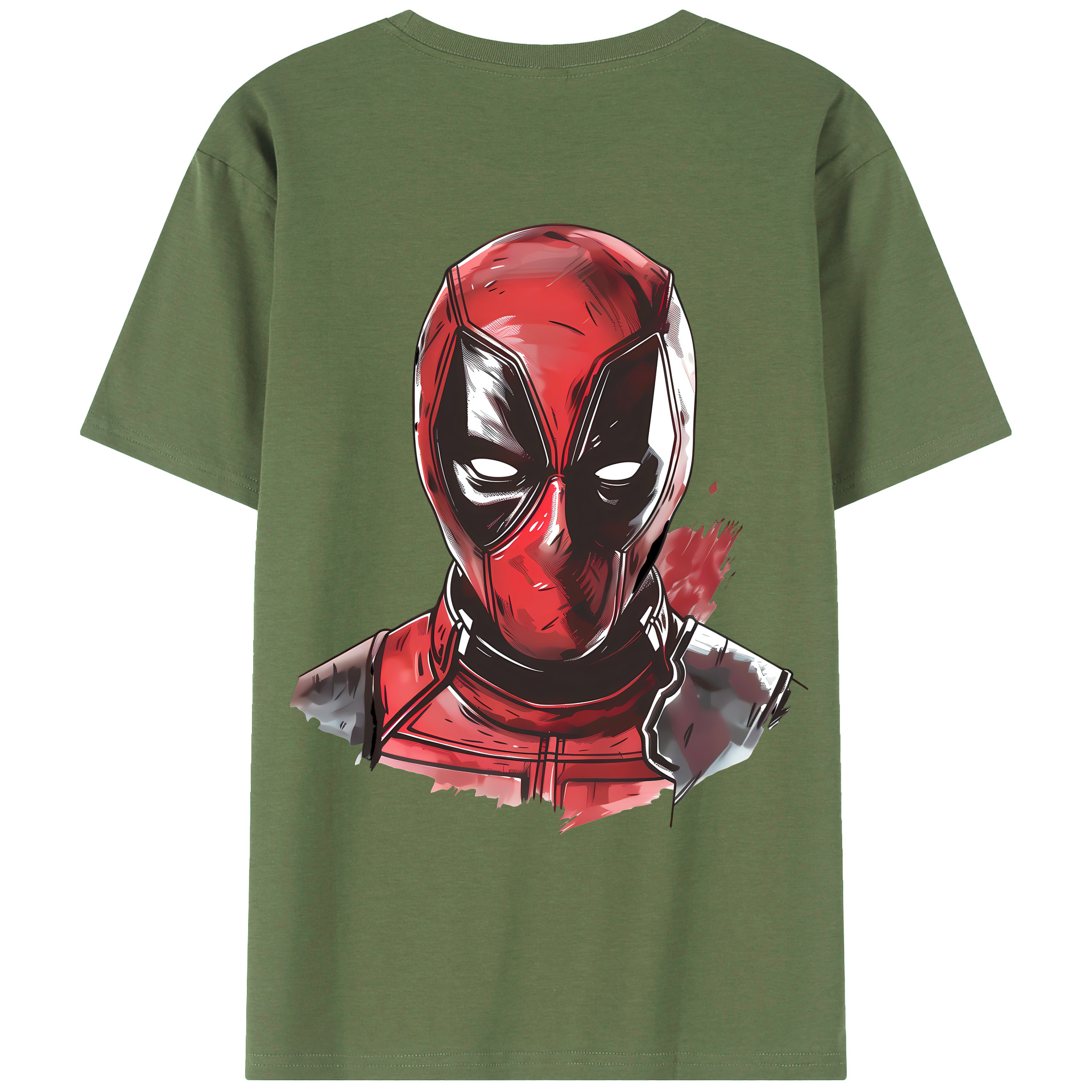 （画像用） Deadpool デッドプール 綿100％ メンズ半袖Tシャツ（バックプリント） 通気性